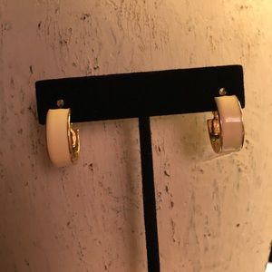 Cream Hoop Gold Earrings